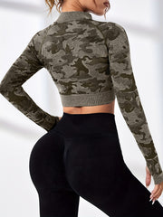 Camo Yoga Jacket High Stretch Slim Fit Activewear