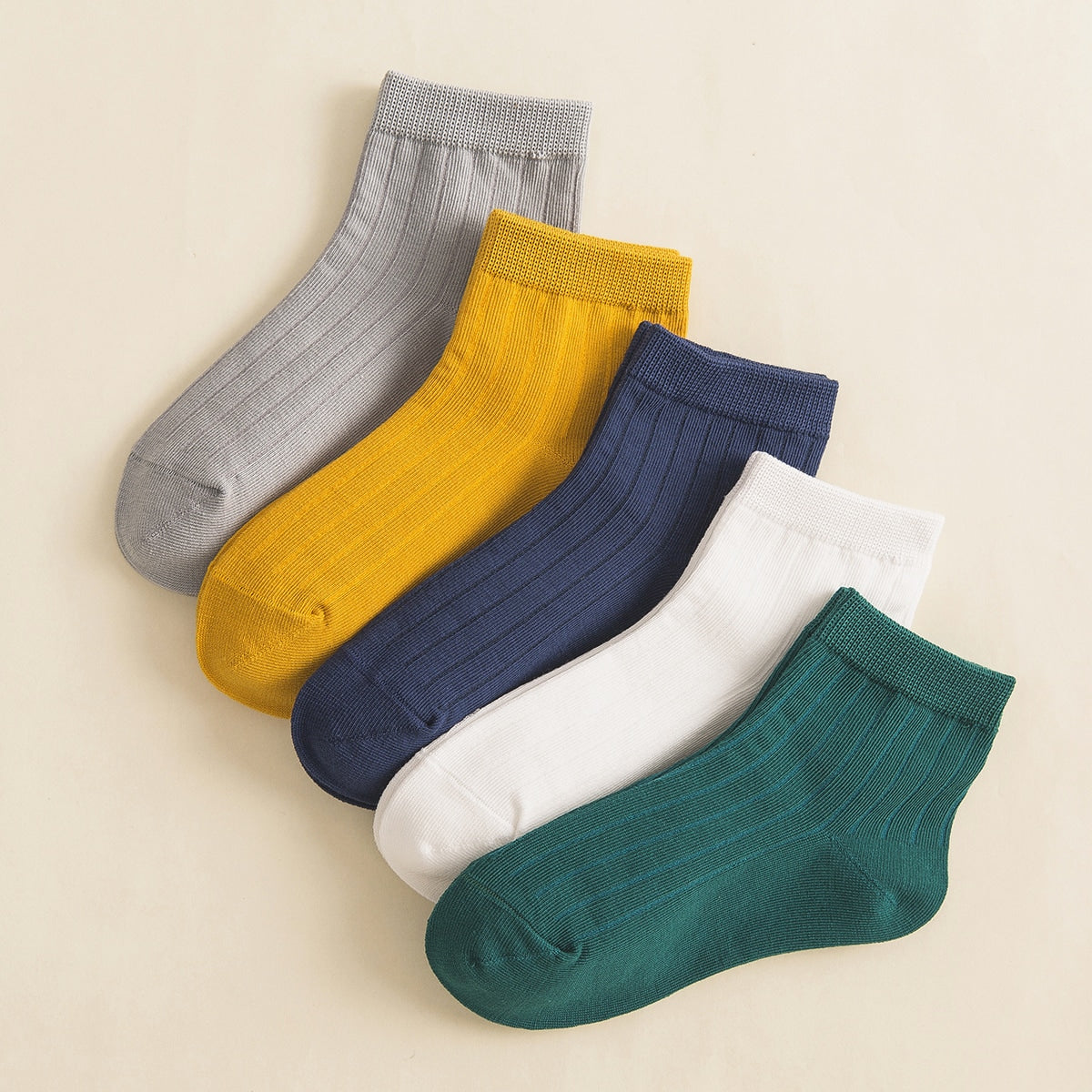 5 Boys Solid Cotton Socks Pack