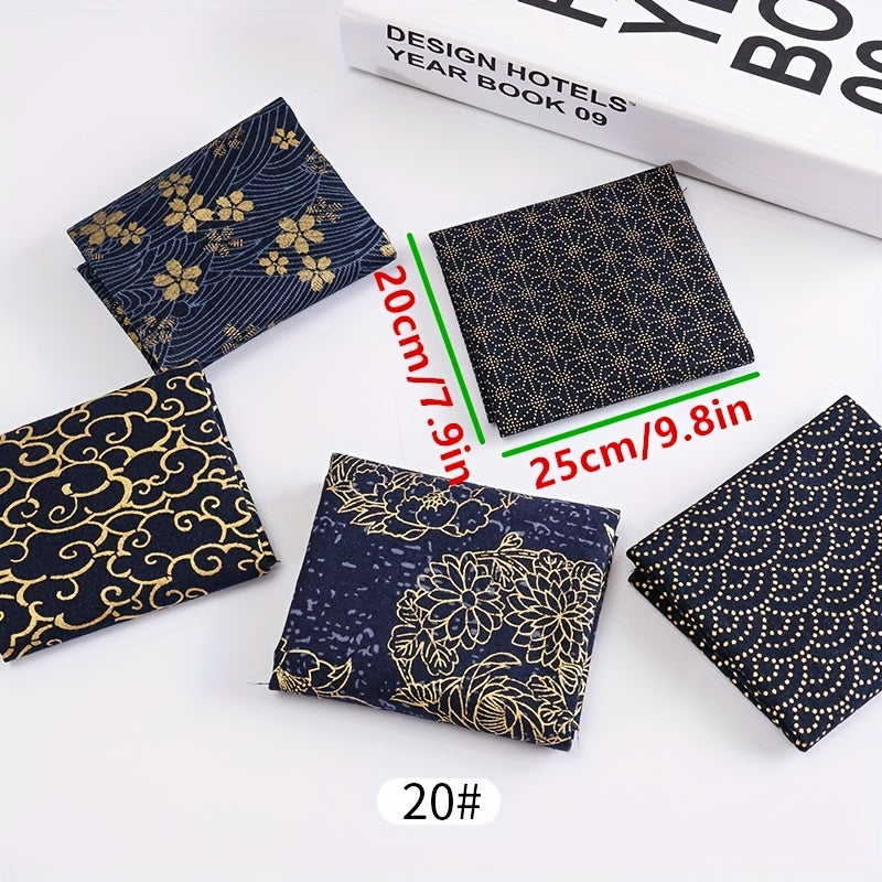 5pcs Bronzing Quilting Fabric Cotton Craft DIY Doll Clothes Fabric