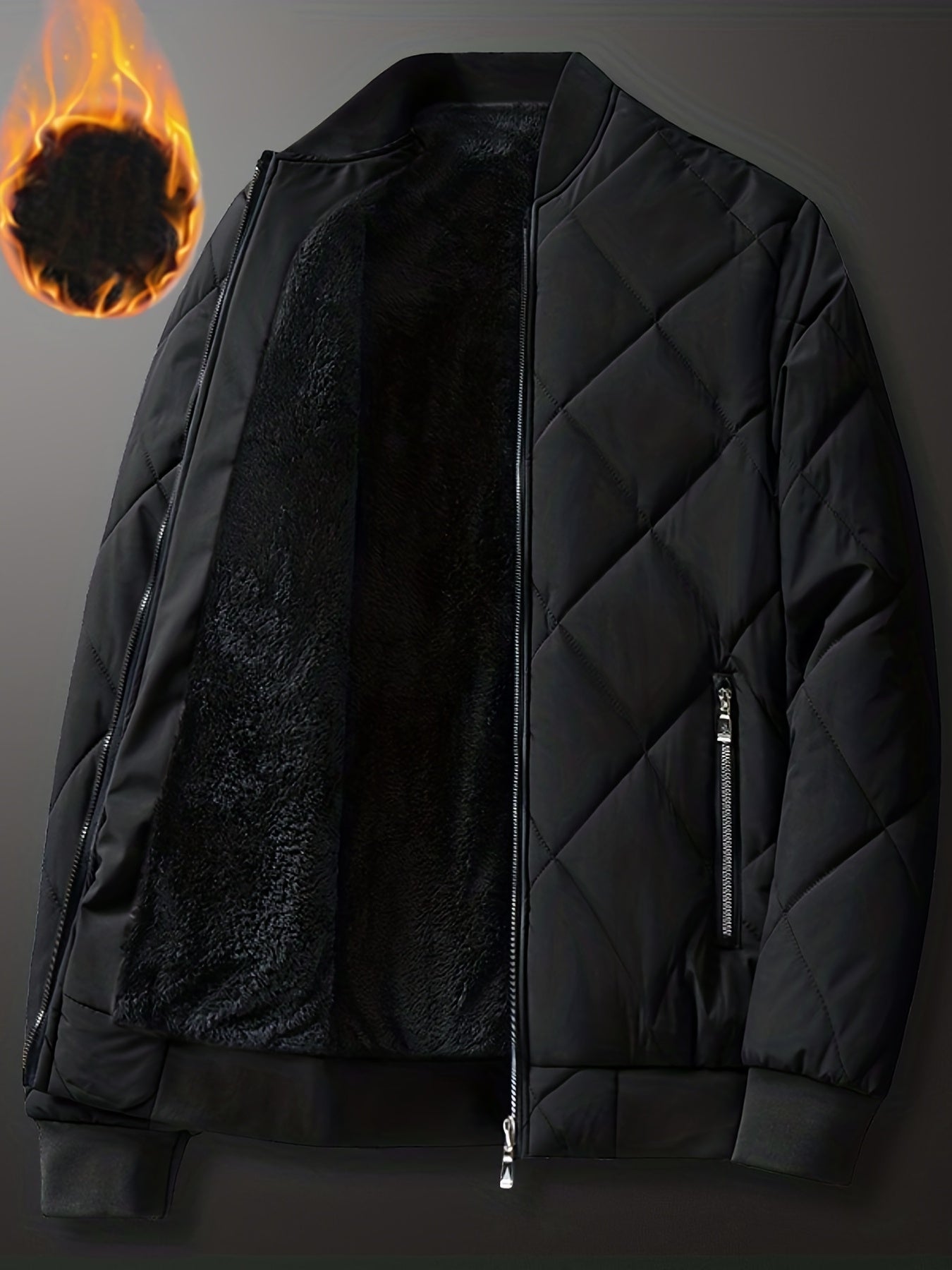 Sherpa Lined Varsity Jacket Men's Fleece Baseball Coat