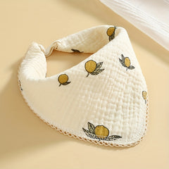 5pcs Cotton Crepe Baby Bibs Multipurpose Square Towels with Snap Button