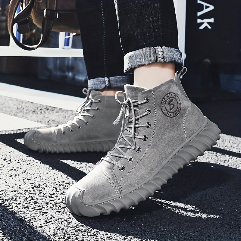 Men's Lace up Boots Cushioned Sneakers Casual Walking Shoes