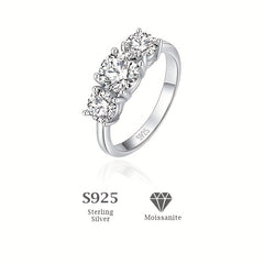 Three Stones 2CT Moissanite Ring S925 Sterling Silver Ring For Women