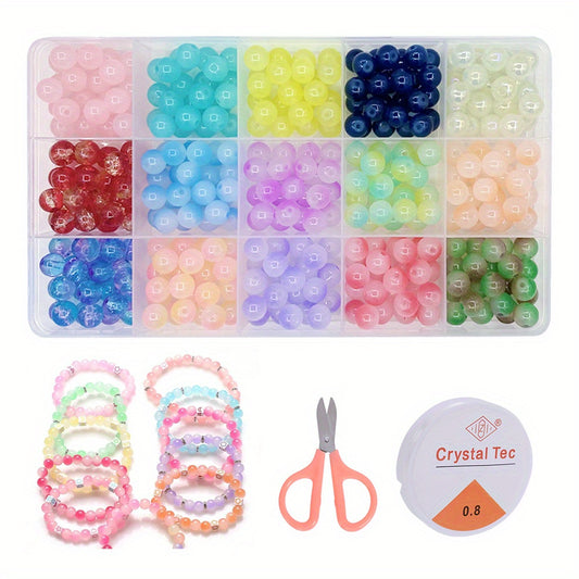 10 Grids Glass Beads, 8mm Single Two