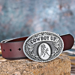 Western Cowboy Belt Buckle Retro Pattern COWBOYUP Personality Buckle