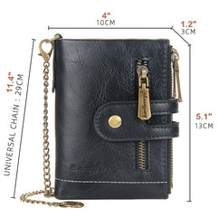 Men's Leather Bifold Wallet RFID Blocking Zipper Coin Purse