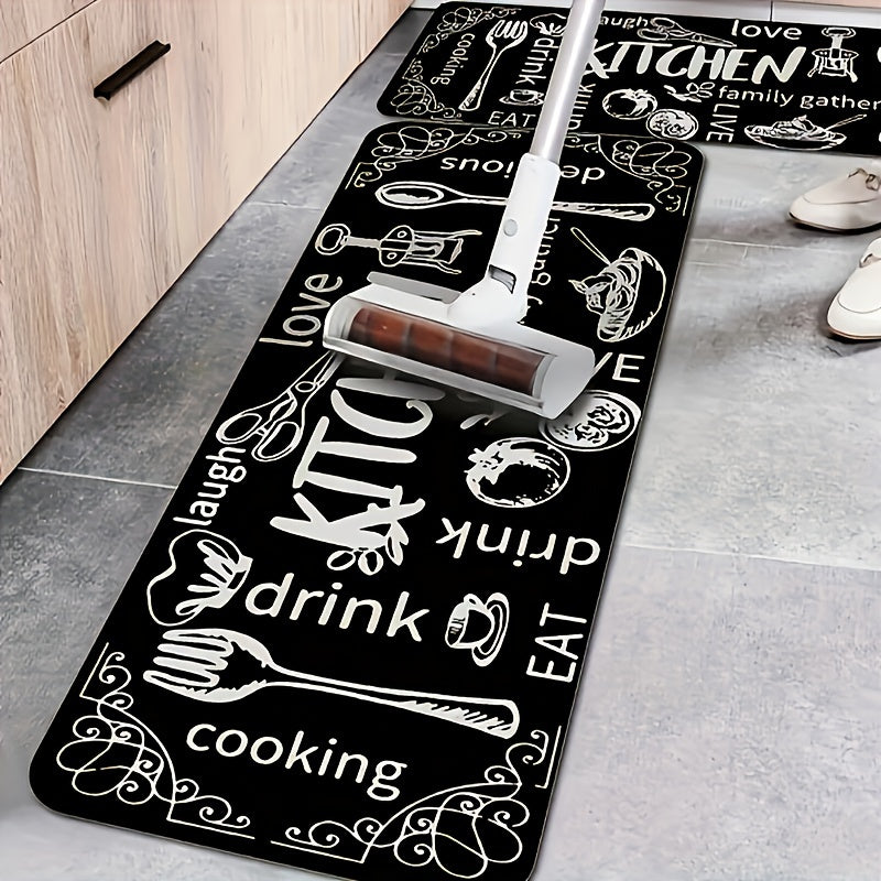 Kitchen Element Mat Kitchen Utensils Pattern Rug Hand Washable