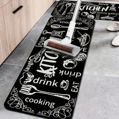 Kitchen Element Mat Kitchen Utensils Pattern Rug Hand Washable