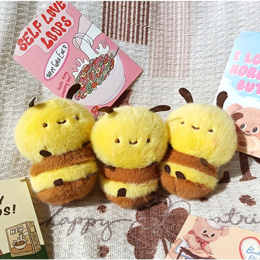 3pcs Cartoon Bee Plush Toys Soft Stuffed Animals with Floral Accents