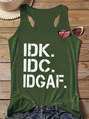  Slogan Print Round Neck Vest Top
