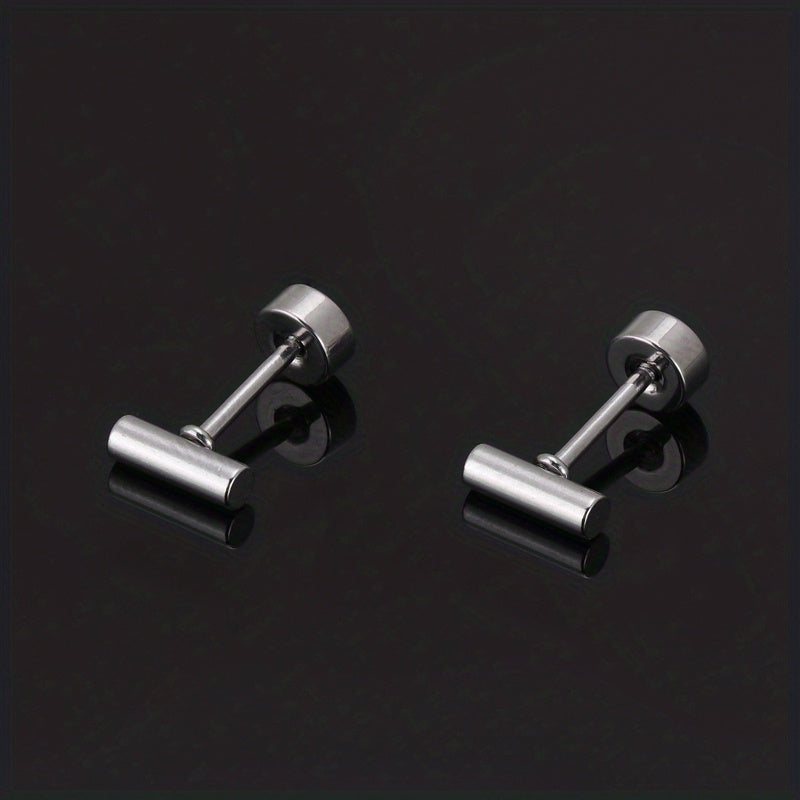 Men's Stainless Steel Stud Earrings Heart Moon Cone Leaf Ear Studs