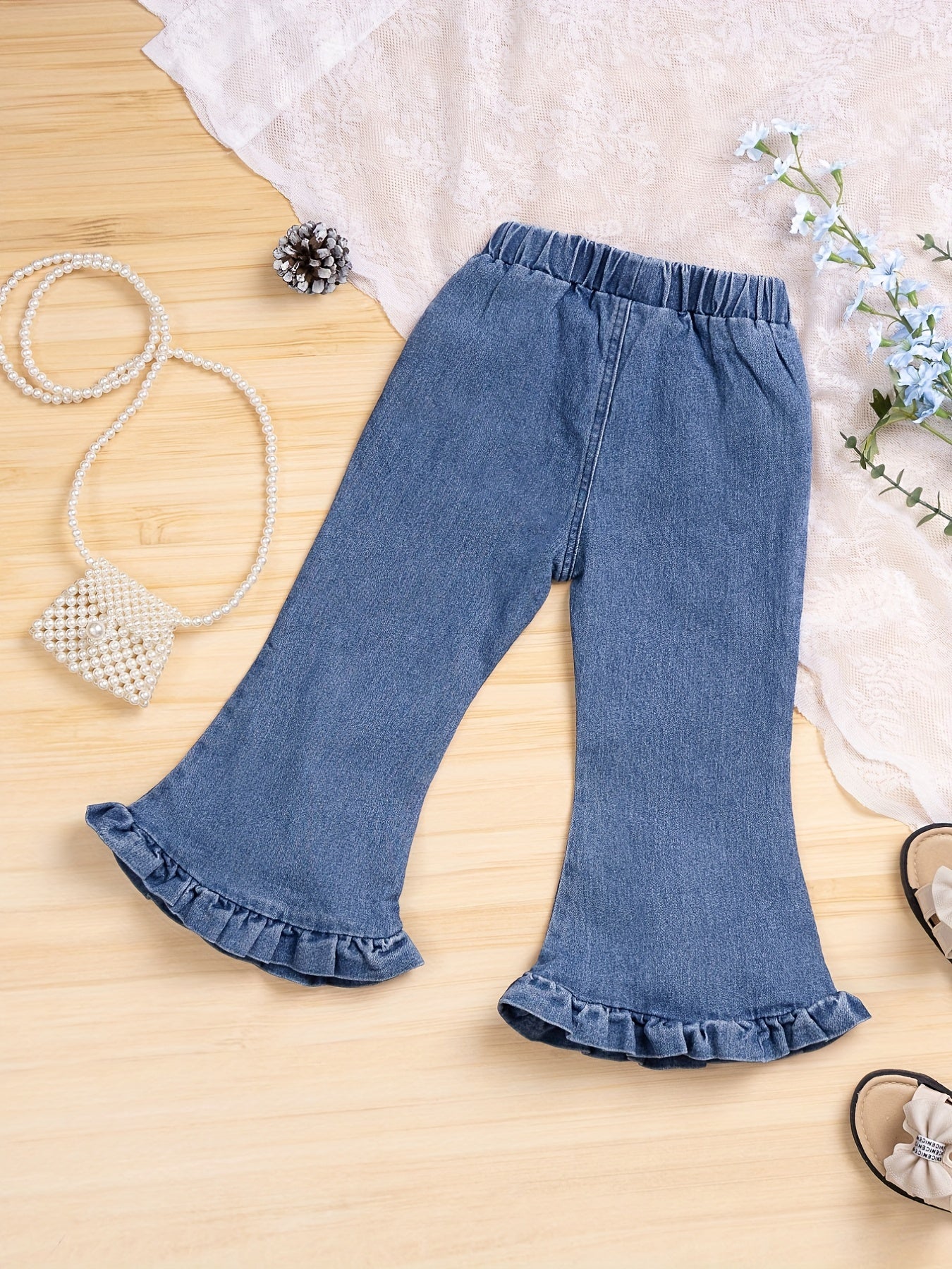 Girls Denim Flare Bell Bottom Pants for All Seasons