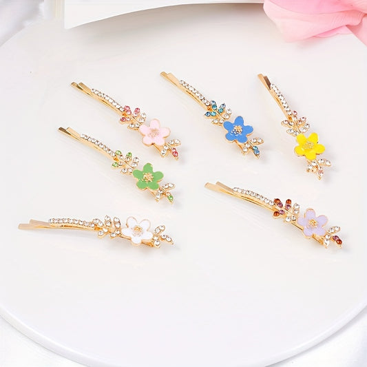 Rhinestone Flower Hair Clip Bobby Pin for Women