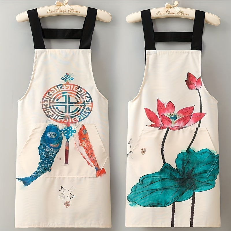 Chinese Style Cooking Apron Linen Canvas Apron Kitchen Apron