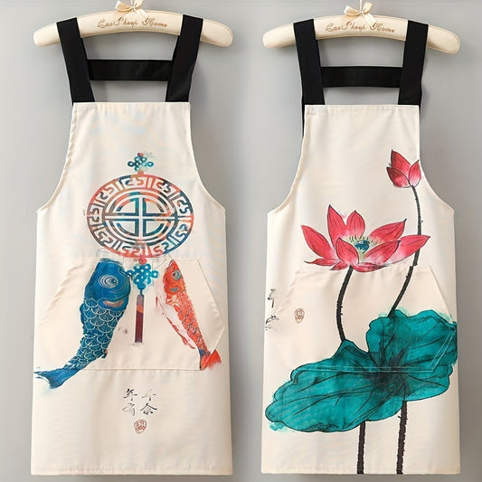 Chinese Style Cooking Apron Linen Canvas Apron Kitchen Apron