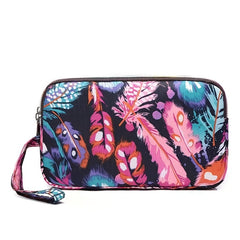 Flower Pattern Canvas Clutch Bag Coin Purse Wrist Wallet