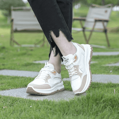 Colorblock Platform Sneakers Lace Up Outdoor Shoes Comfortable & Anti skid