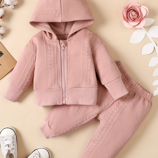 Baby Girls Thermal Hooded Coat Trousers Set