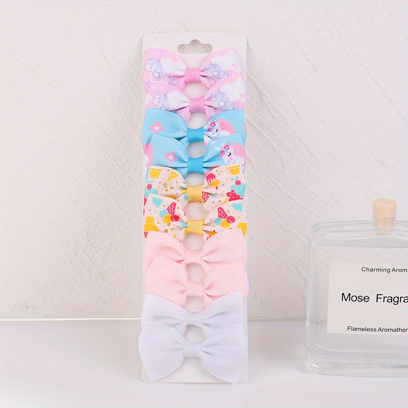 10pcs Unicorn Print Bow Hair Clip Prom Girls Hair Accessories
