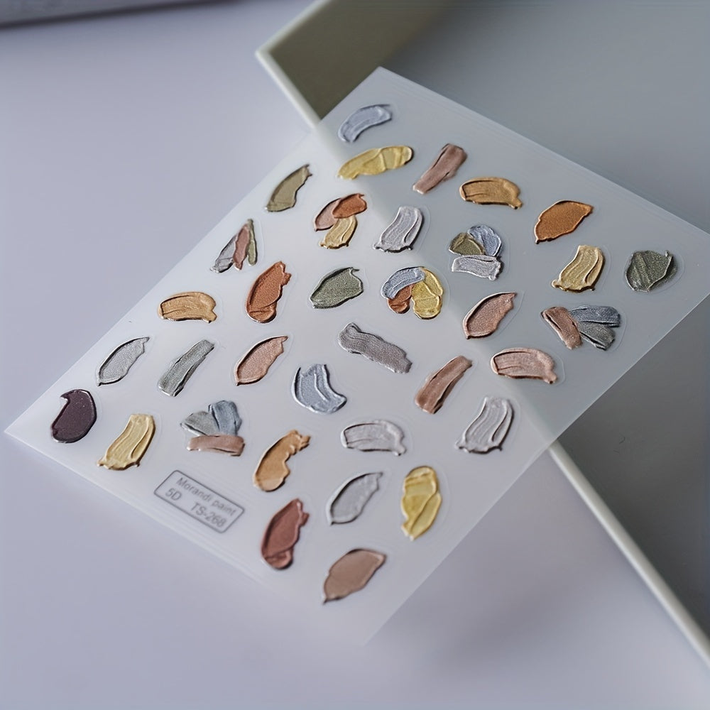 5D Embossed Nail Art Stickers Self Adhesive Nail Art Decorations