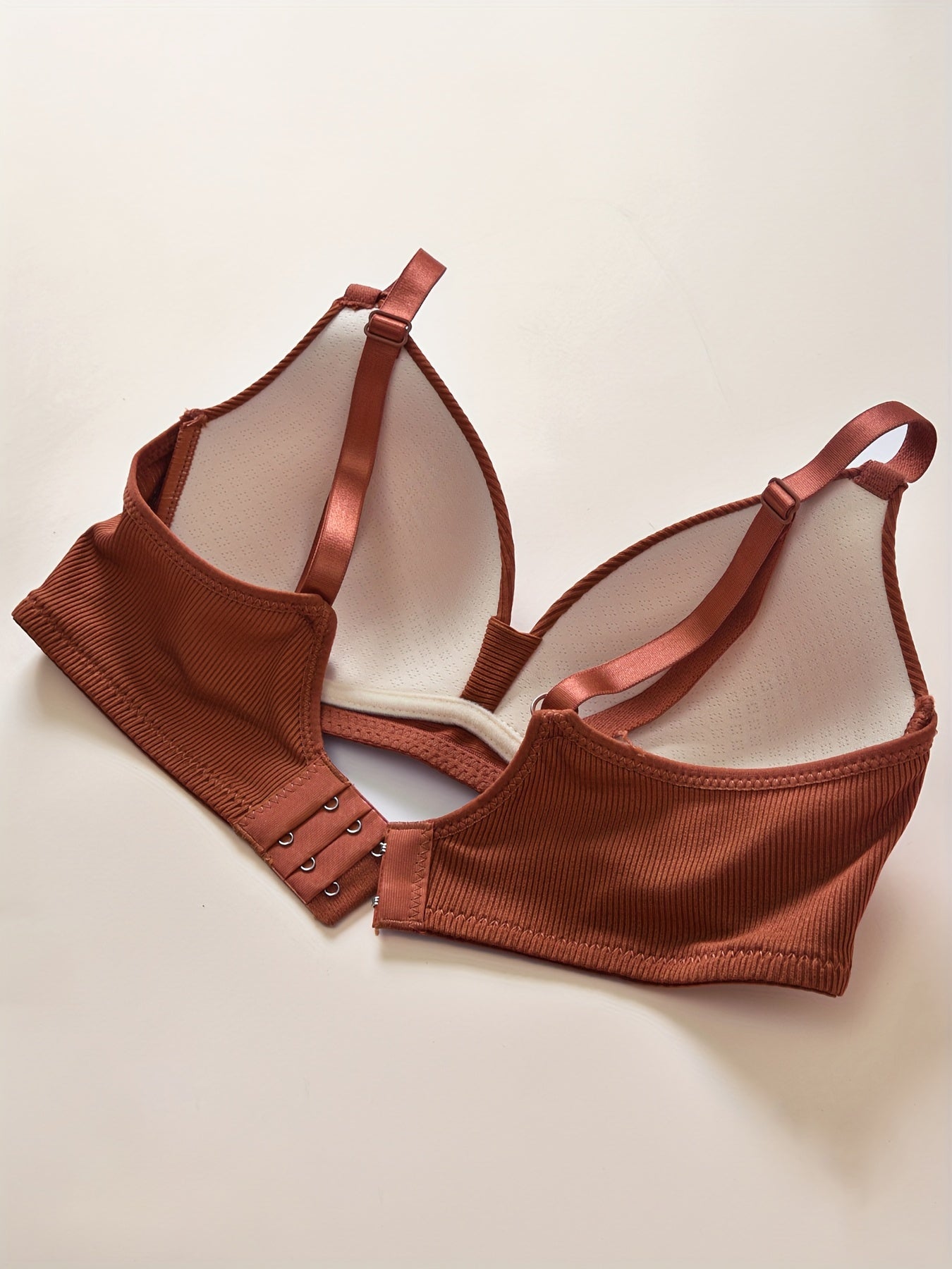 Wireless Ribbed Push Up Bra Breathable Comfy Lingerie