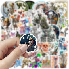 54pcs Skeleton & Floral Sticker Set for Scrapbooking Laptop