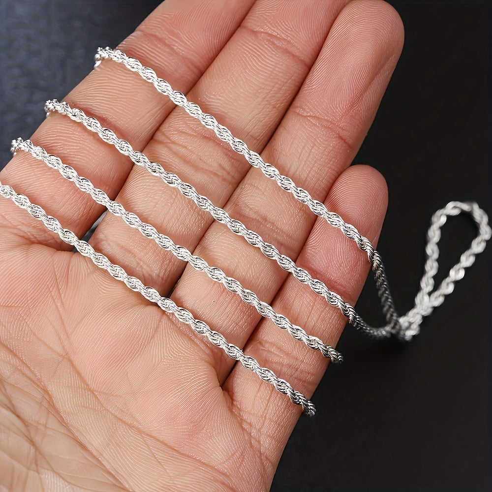 Silver Twist Rope Chain Necklace Women's DIY Necklace