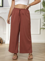  Wide Leg Trousers with Drawstring High Rise