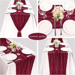 Polyester Balinese Pleated Table Runner in Jujube Red