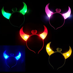 LED Devil Horns Headband Glowing Head Hoop for Halloween Cosplay
