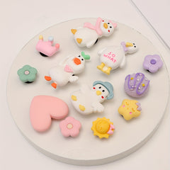 Resin Duck Crown Flower Shoe Charms Pack