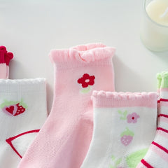 5 Pairs Kids Cotton Mesh Tube Socks Breathable Cartoon Baby Socks