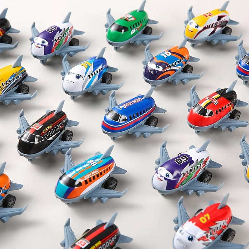12 Mini Cartoon Metal Pull Back Airplane Toys for Party Carnival School