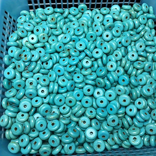 6MM Turquoise Stone Spacer Beads Flat Round DIY Turquoise Beads