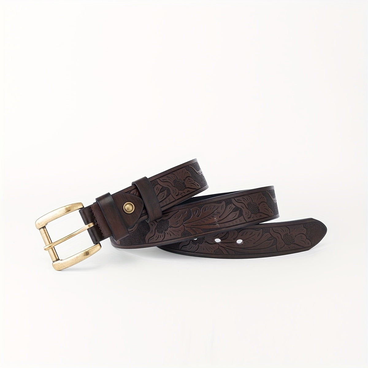Floral Pattern Belt Western Cowboy Leather Vintage Belt For Men