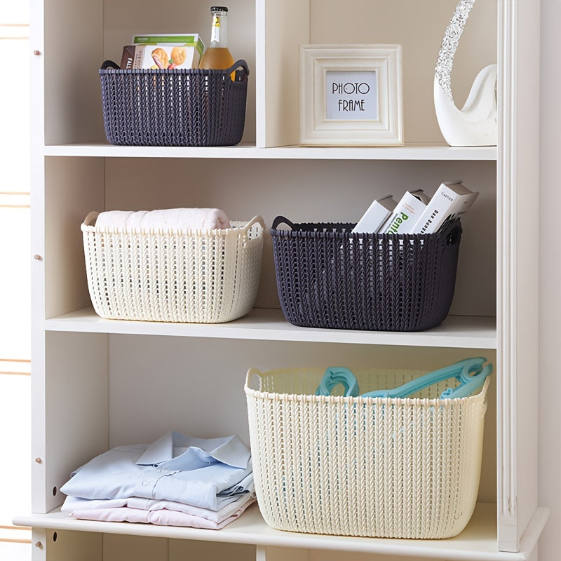 1pc Rattan Woven Basket Desktop Storage Basket Household Organizer
