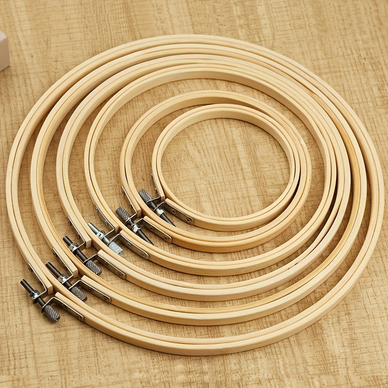 6pcs Bamboo Embroidery Hoop Set 10-25.4 cm for Cross Stitch Sewing