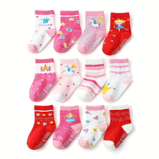 12 Pairs Cartoon Non-slip Knit Socks for Baby