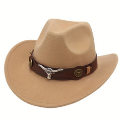 Western Cowboy Hat with Metal Bull Head
