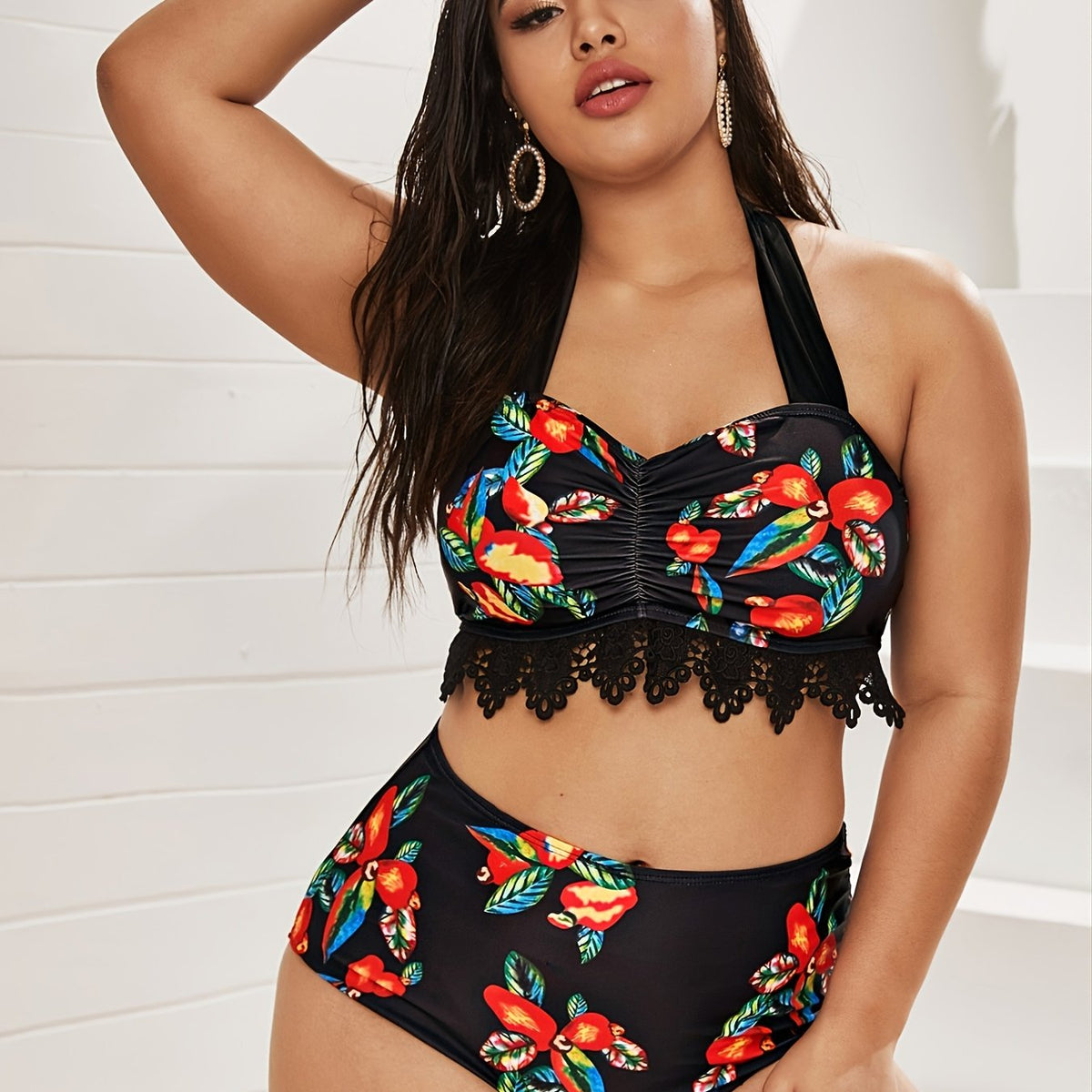  Boho Beachwear Bikini Set Halter Neck High Waist