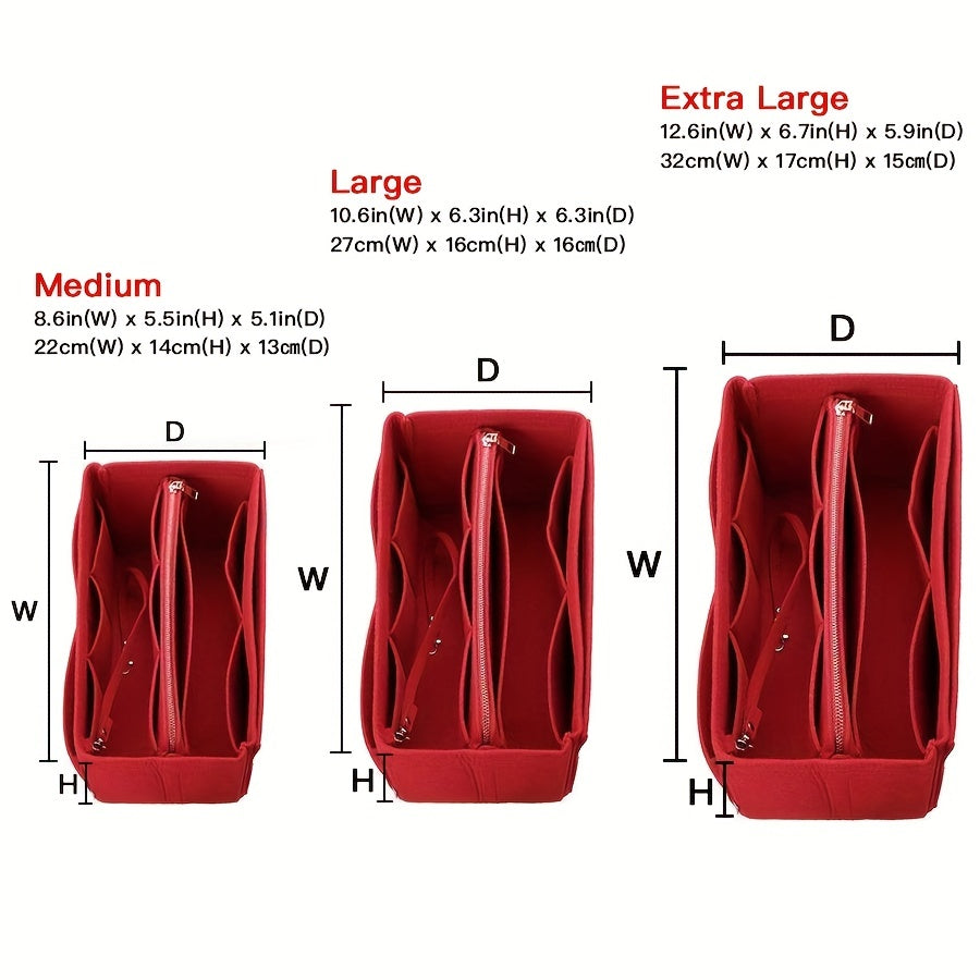 Felt Purse Organizer Insert with Zipper & Key Holder