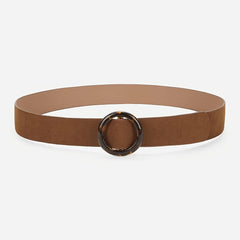 Vintage Velvet Padded Belt with Round Resin Buckle