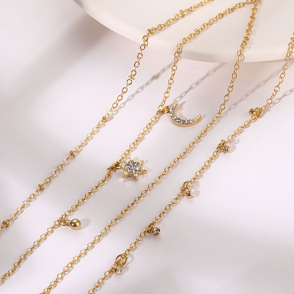 Moon & Star Chain Anklet Dainty Foot Jewelry 1 Pc