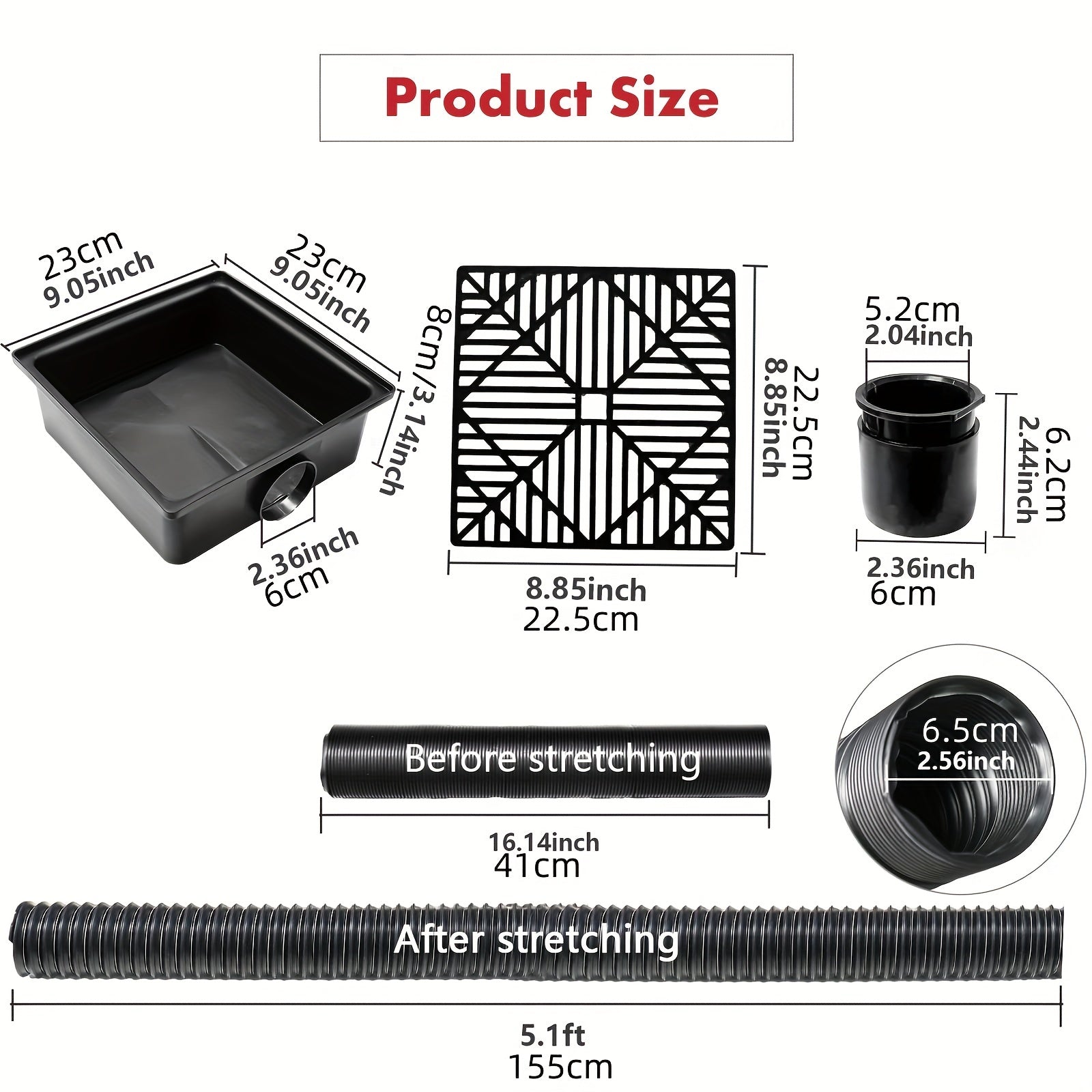 Catch Basin Downspout Drain Pipe Adapter Outdoor Sewage Pipe Downspout Extender