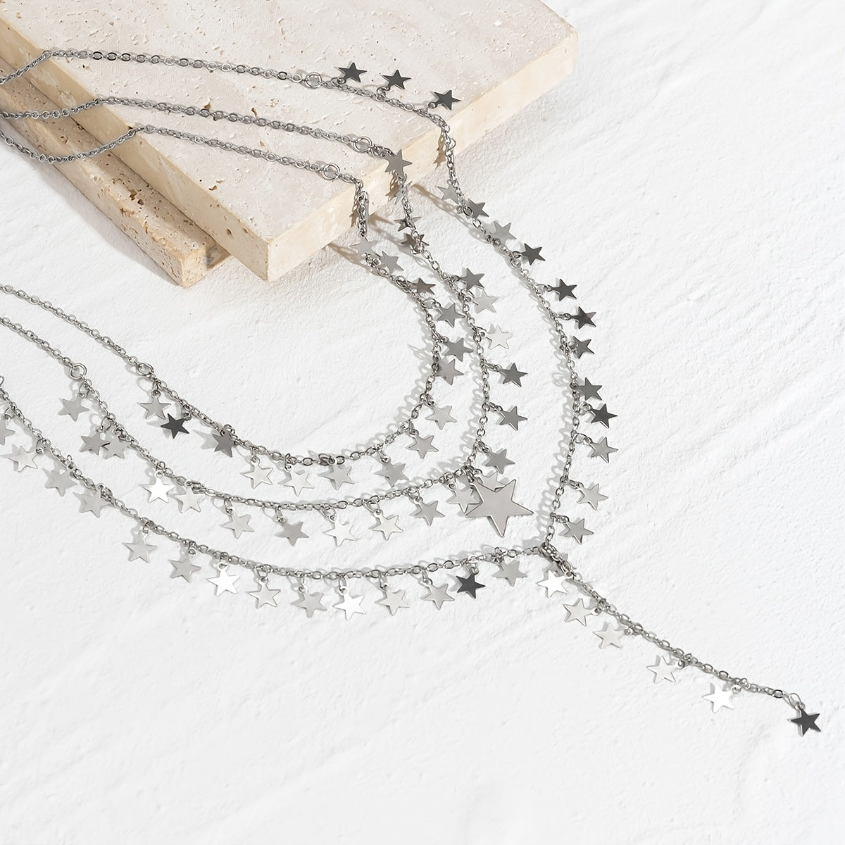 3pcs Vintage Pentagram Chain Tassel Pendant Necklace Set
