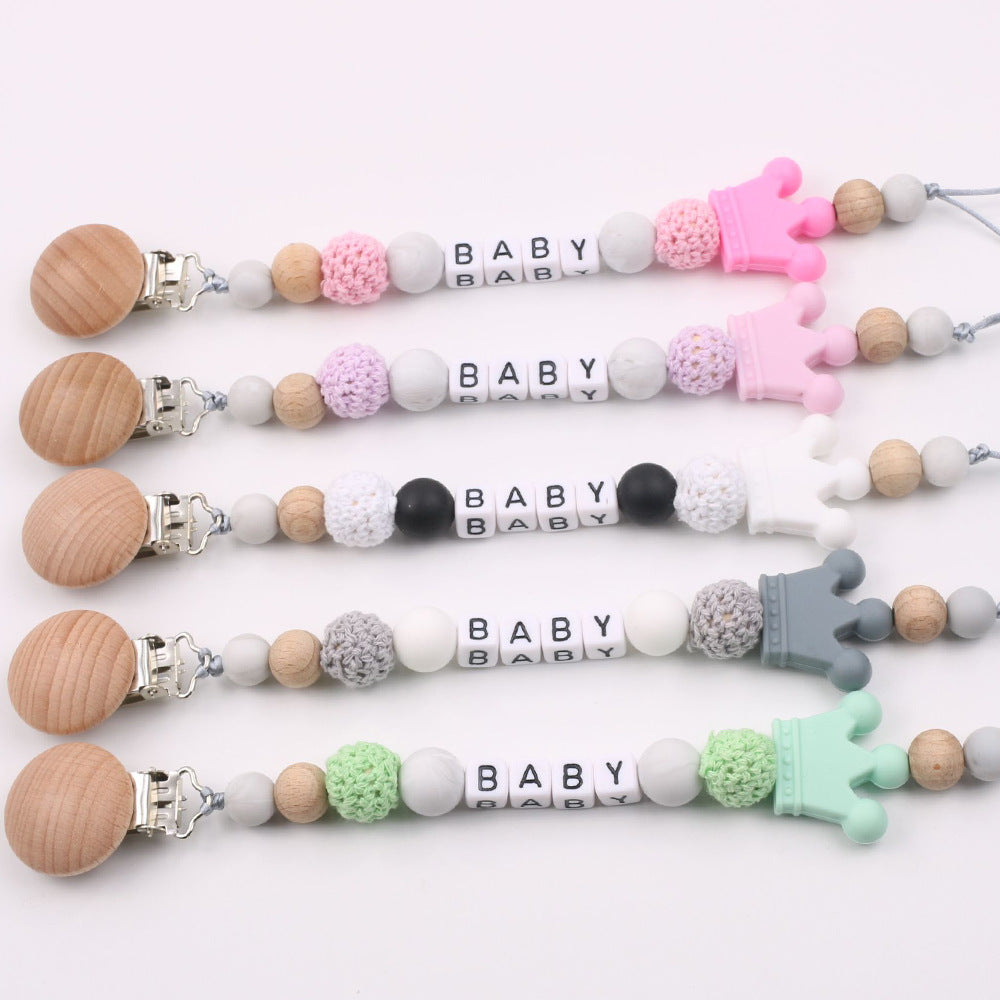 Beech Wood Silicone Pacifier Chain Anti-drop Chain