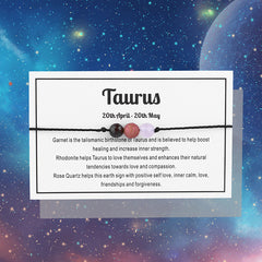 Constellation Theme Rope Bracelet With Message Card Healing Crystal Beaded