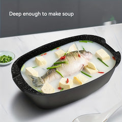 Granite Roaster Pan With Grill Rack 19.5" Ultra Nonstick Glass Lid