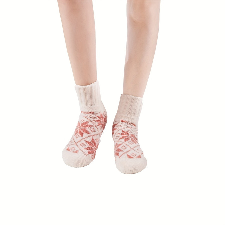 Snowflake Print Thickened Socks Comfy & Warm Mid Tube Socks Women's
