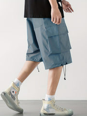 Letter Print Cargo Shorts Men's Casual Pocket Loose Fit Cargo Shorts